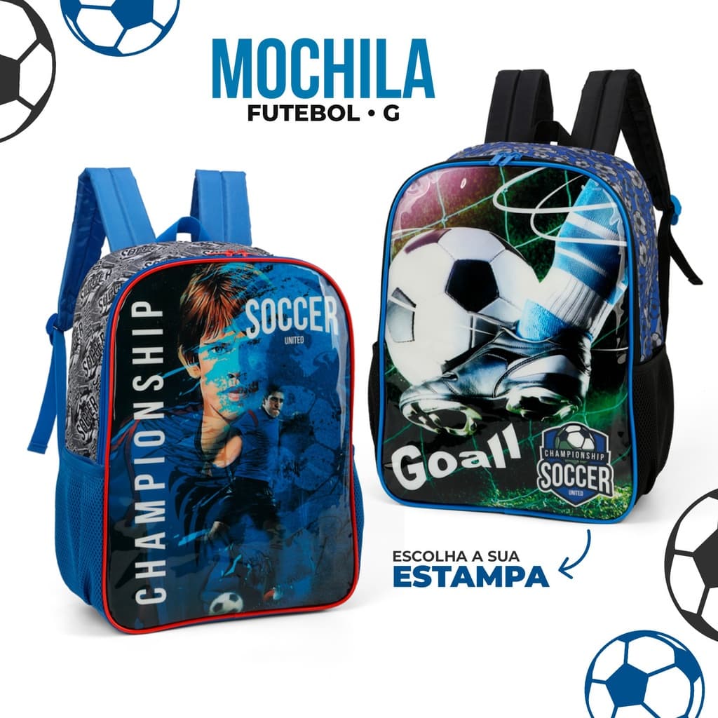 Mochila De Costa Infantil Escolar Futebol Soccer Champions