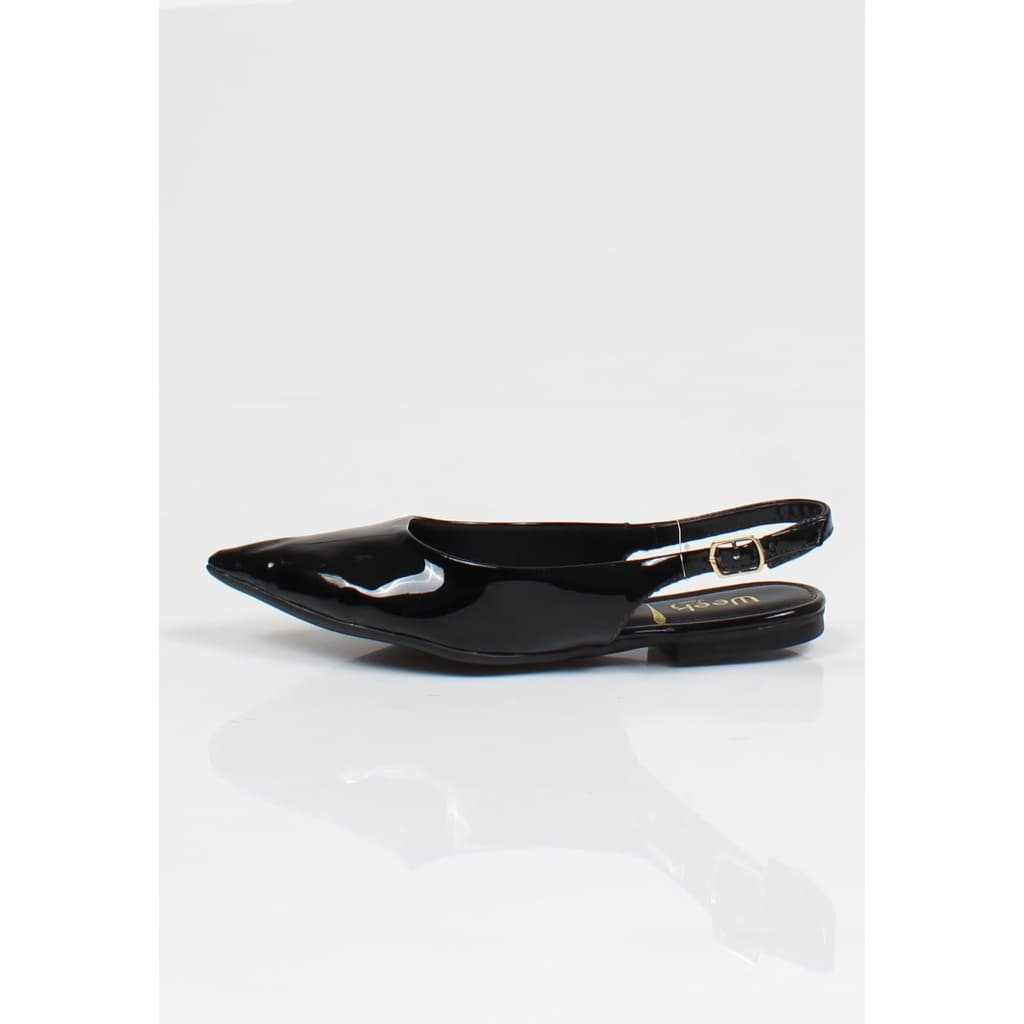 Sapatilha Mule Slingback Week Shoes Bico Fino Verniz Preto