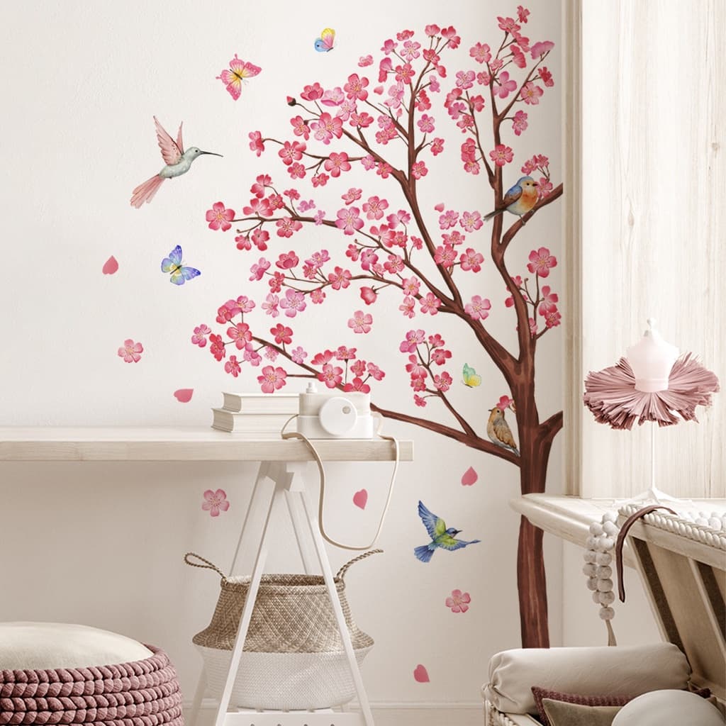 Adesivos De Parede De Árvore De Ameixa Rosa Quarto Sala De Estar Adesivos De Paisagismo