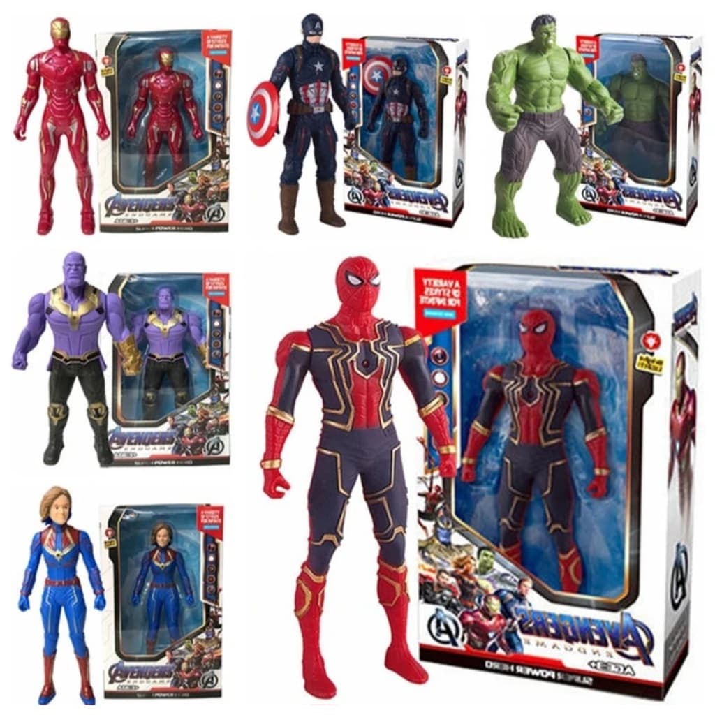Bonecos Vingadores Heróis Aventureiros Articulados - Homem Aranha | Hulk | Super Homem | Batman | Capitão America | Home