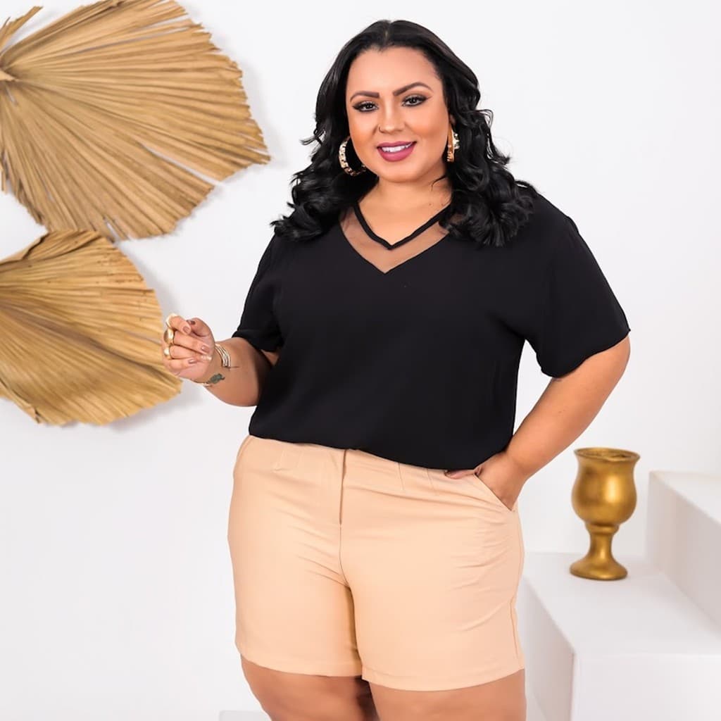 Blusa Feminina Básica Chique Para Festas Social Duna Elegante 2505
