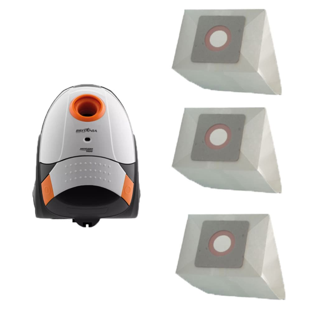 3 Saco Descartável para Aspirador de Pó Britânia Faciclean 1400