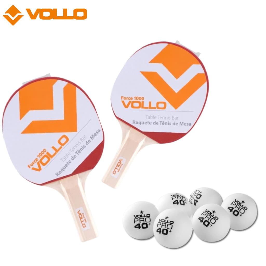 Kit 2 Raquetes Force 6 bolinhas Tênis de mesa Ping Pong Volllo