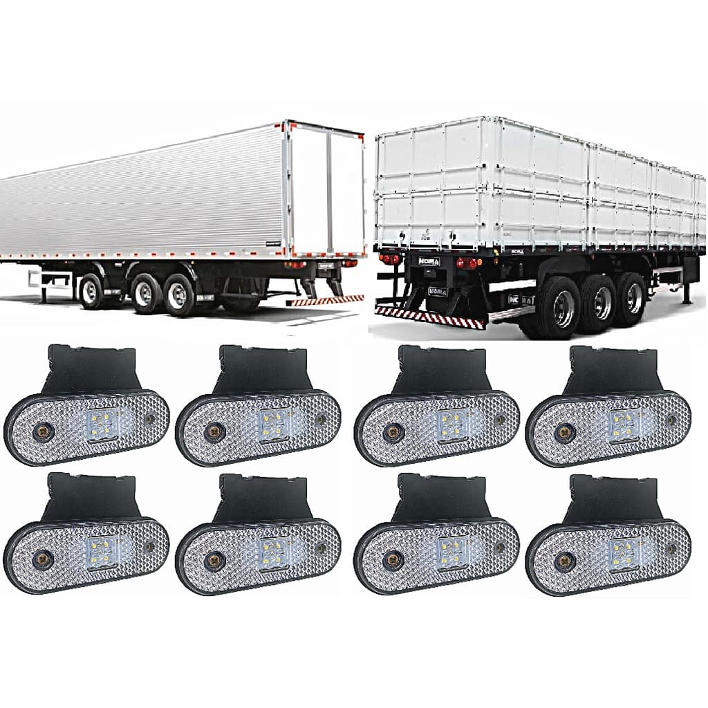 Kit 8 Lanterna Led 12/24v Lateral Báu Carroceria Carreta Klx