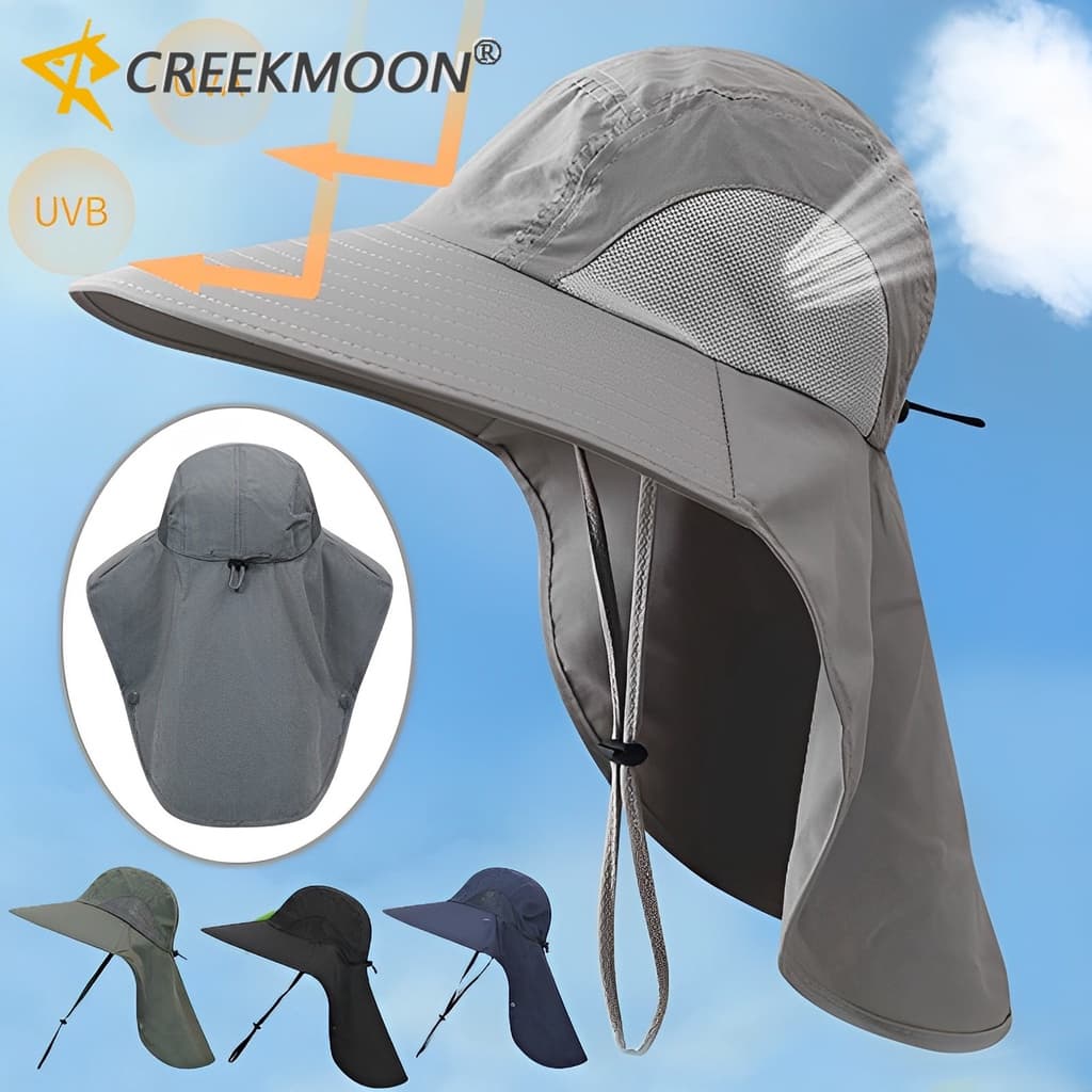 Chapéu De Proteção Solar De Verão Pesca Caminhada Anti-UV Com Capa De Pescoço Panamá Masculino