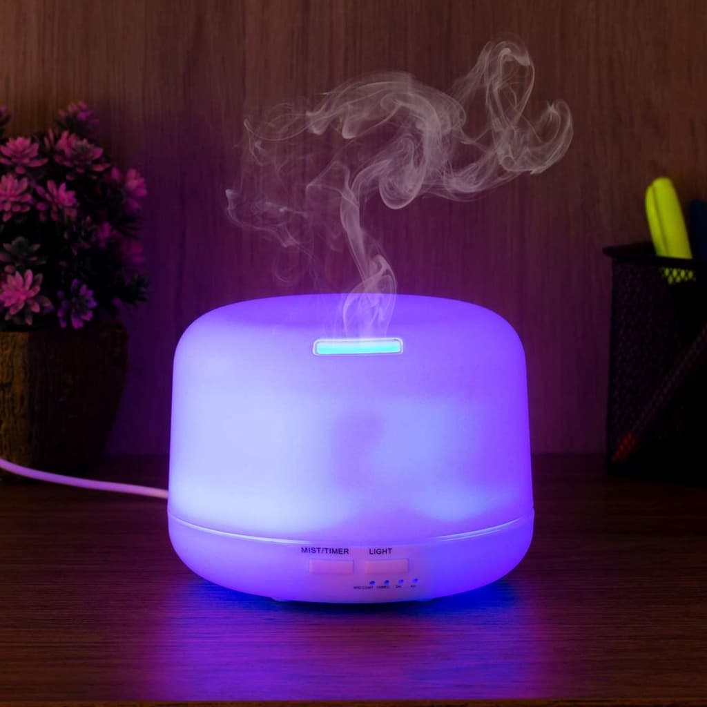 Umidificador Ar Difusor Aroma LED 7 Cores Ultrassônico Purificador Aromatizador Controle