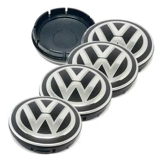 Jg Calota Calotinha Miolo Roda 51mm Vw Gol Fox Polo Virtus Emblema Relevo