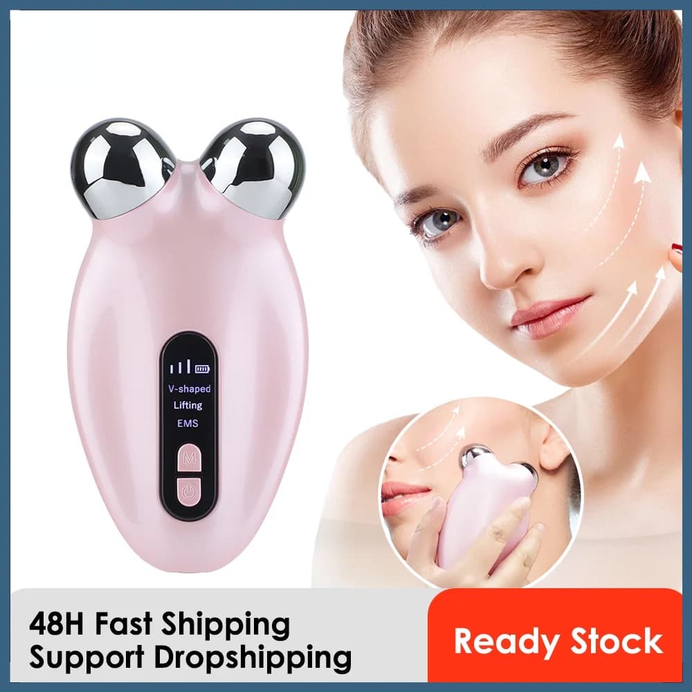 EMS Facial Massager Roller Microcurrent Face Lifting Machine , V-, Rejuvenescimento Da Pele , Dispositivo De Beleza anti-Rugas