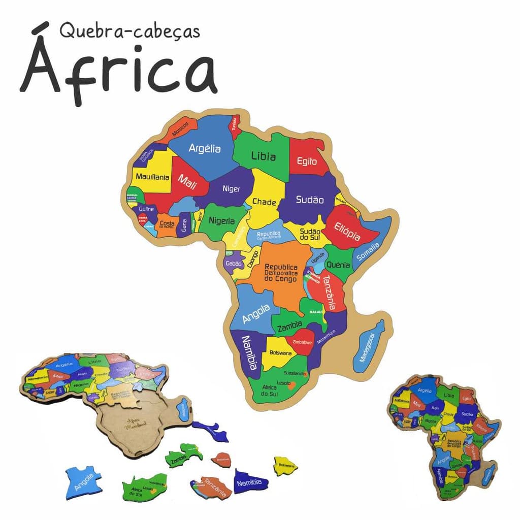 Mapa Africa Brinquedo Educativo Quebra cabeça Pedagógico montessori