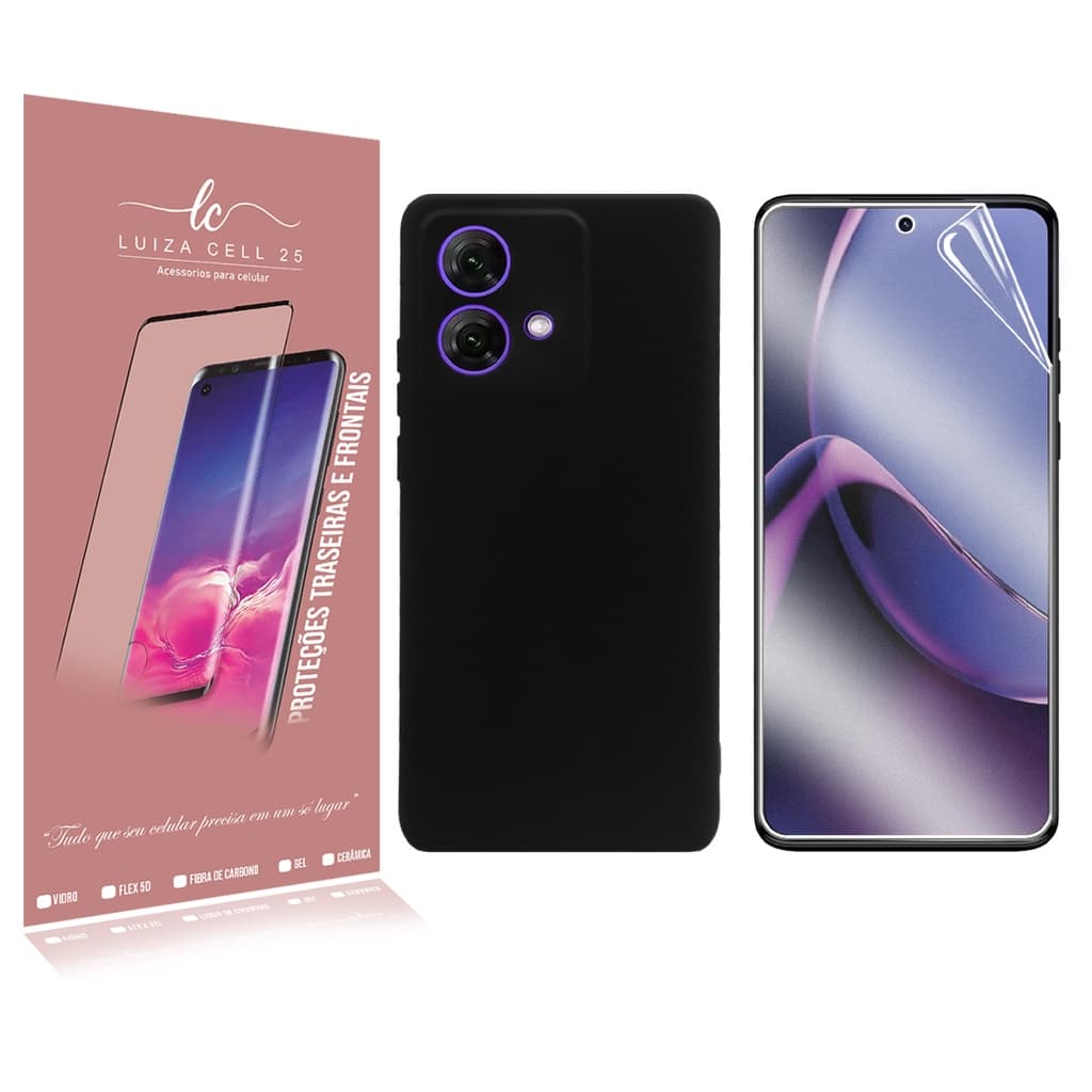 Capa  case Silicone Premium aveludada + Película De Hydrogel HD Para Moto G84 XT2347 6.55  - Luiza Cell25
