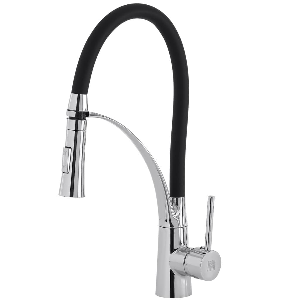 Torneira Cozinha Flexível Gourmet Misturador Mesa Silicone Monocomando Preto Ajustavel