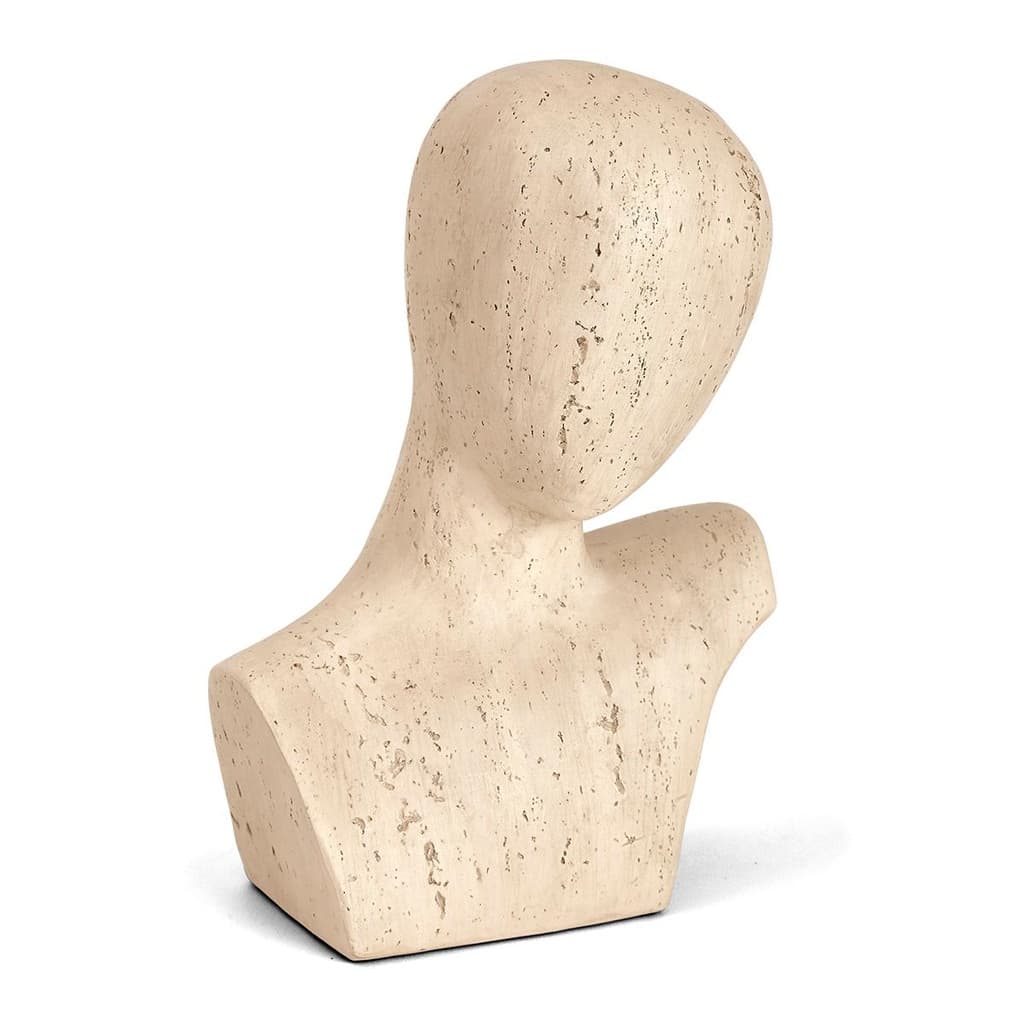 Escultura Decorativa Face Bege em Poliresina 23,5 x 15,5cm