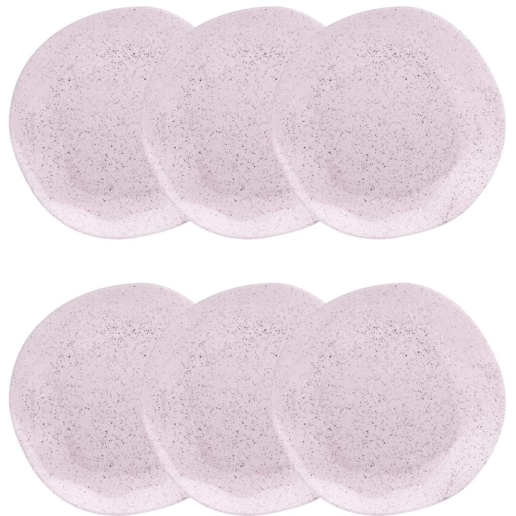 Kit Jogo 6 Pratos Fundos Oxford Porcelana Ryo Pink Sand 22,5 cm