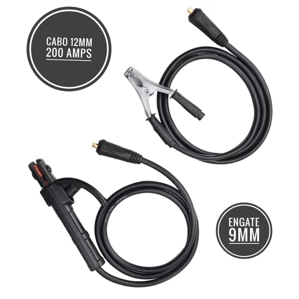 CONJUNTO DE CABOS PARA MÁQUINA DE SOLDA 200A 9MM