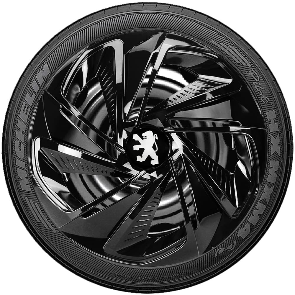 Kit 4 Carlotas Esportivas aro 13/14 PRETO BRILHANTE Compatível com 106 107 206 Escapade 207 Brasil Sw 306 307 308 309 406 Hoggar
