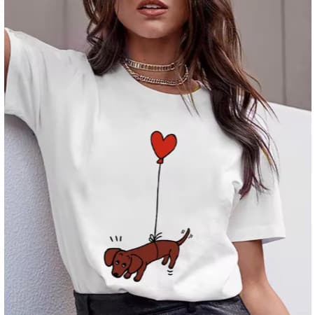 Camiseta Branca Estampas Variadas Cachorro Salsicha Dachshund Fofinho Camisa Plus Size do P ao G3 Envio Imediato