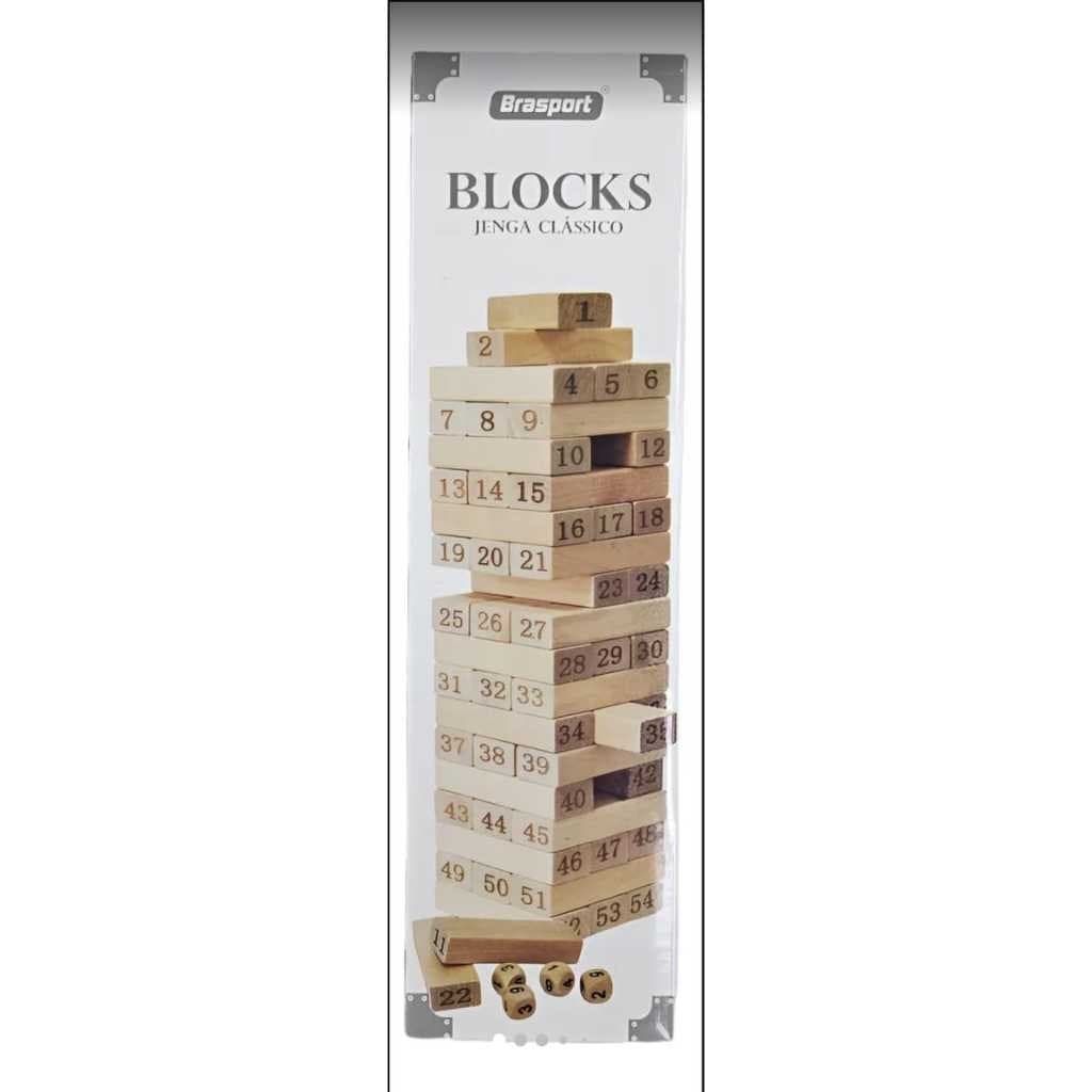 Jogo Caiu Perdeu Torre Madeira Família Amigos 54 Peças Madeira