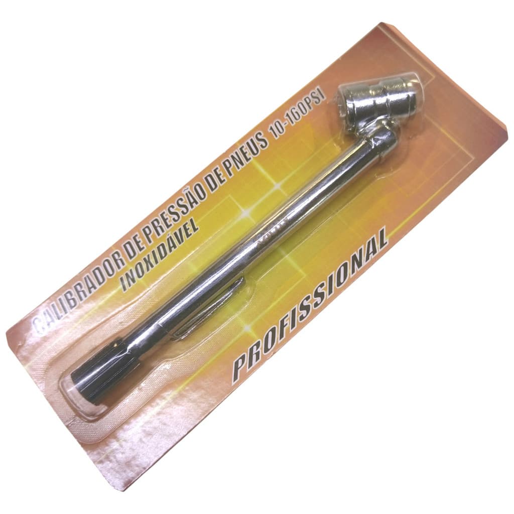 Calibrador de Pressão de Pneus 150mm Inox de 10 até 160 Psi