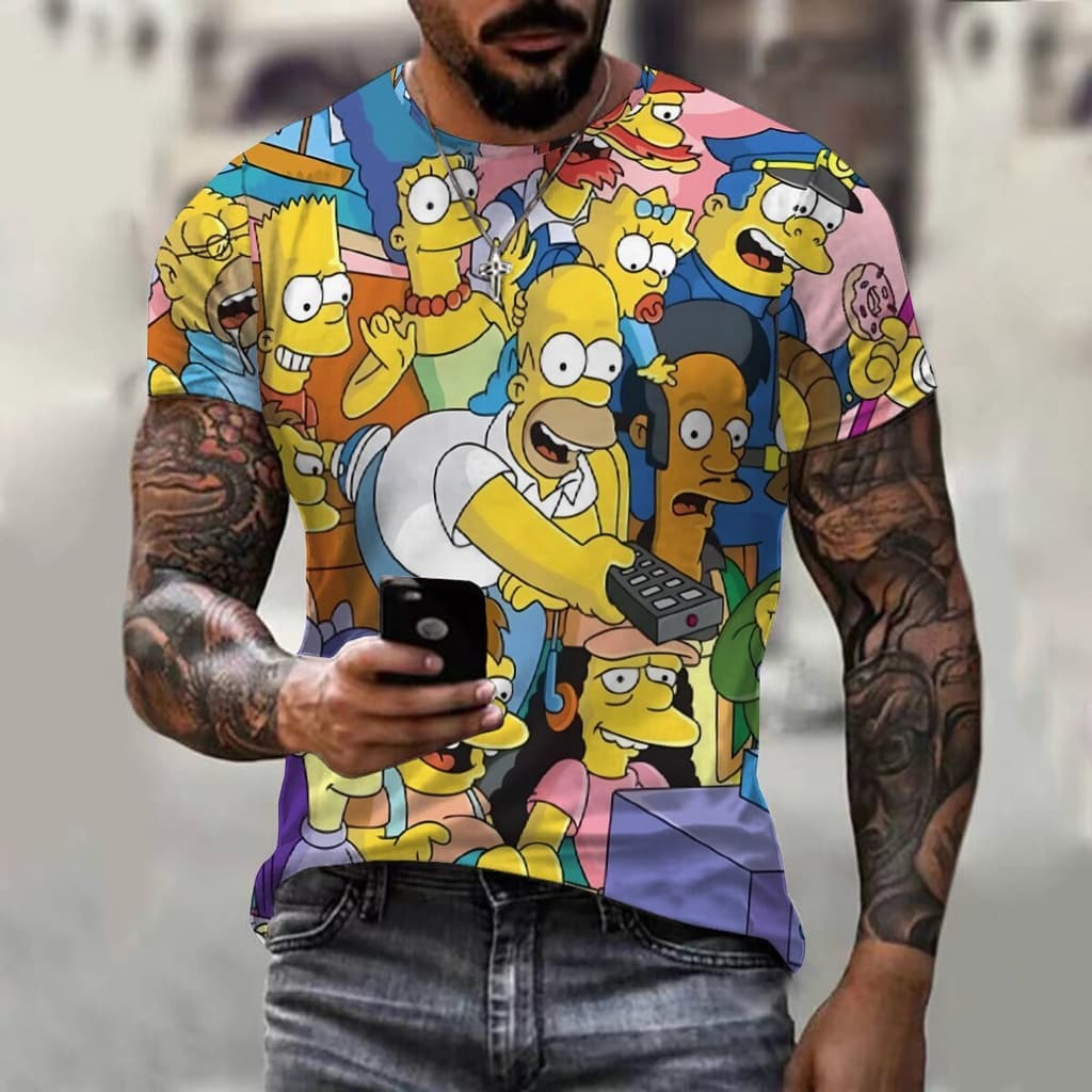 O Simpsons 3D Impressão De Camiseta De Manga Curta Masculina De Moda 3D Casual