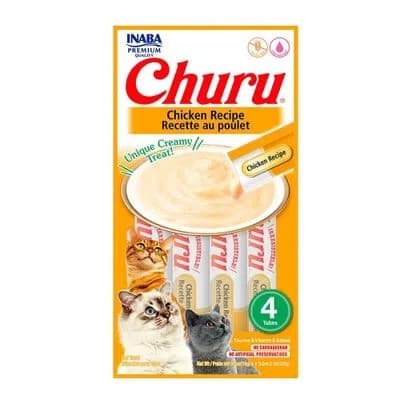 Petisco Para Gatos Churu Purê Patê Papinha Inaba Premium Sabor Galinha Com 4 Tubets de 14g