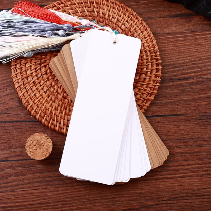 12 Pcs Puro Rectângulo Em Branco Colorido Bookmark Com Borlas Marcadores De Papelão Para Estudantes