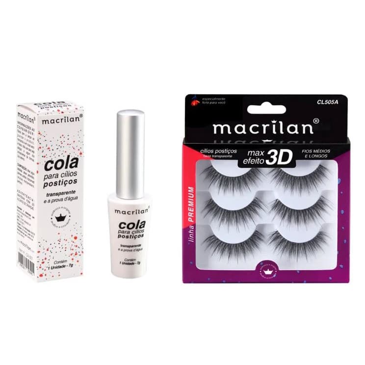 Combo De Cílios + Cola - Macrilan - CL505A + CA-001