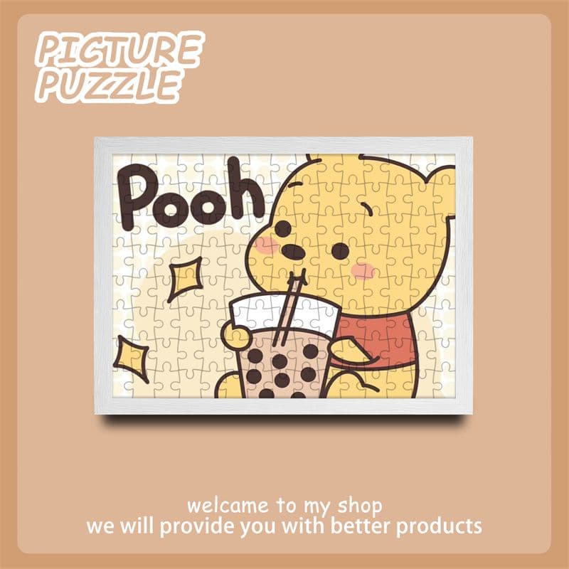 Quebra-cabeça Chá de Leite Pooh Cartoon Descompressão Adulto Quebra-cabeça Anime Brinquedo Papel Namorado Namorada Aniversário Al Cute Pet Planet 11.08
