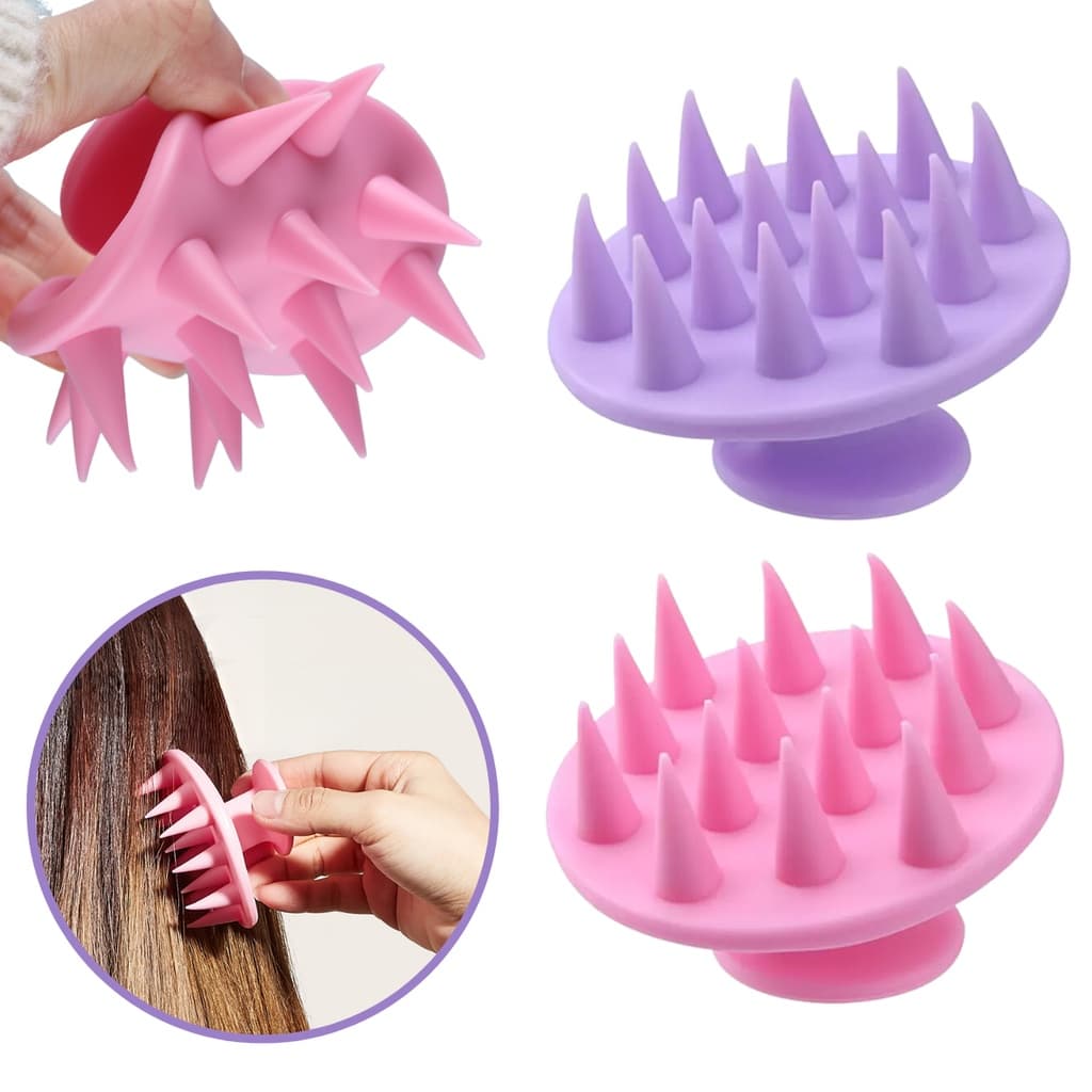 Kit 2 Escovas Massageadoras Para Cabelo Limpa Desembaraça Cerdas Macias Silicone