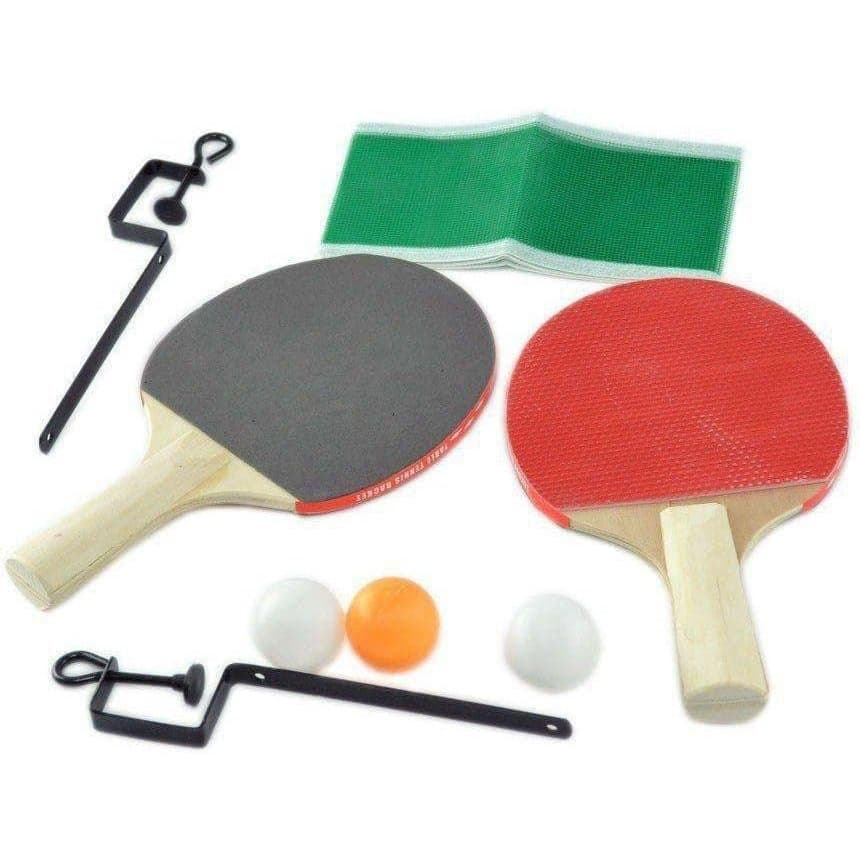 Kit Ping Pong, 3 Bolinhas, 2 Raquetes, Rede e Suporte de Mesa