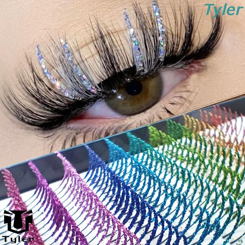 TYLER Cílios Coloridos Glitter Fofos Dramáticos Falsos Segmentados Extensão De Maquiagem Enxerto Individual Cluster