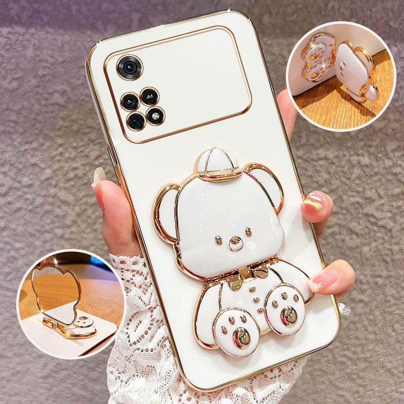 Capa De Proteção Para O Telefone À Prova De Choque Xiaomi Poco M4 Pro 4G X4 5G M3 C40 Cute 3D Hatted Baby Bear Stand