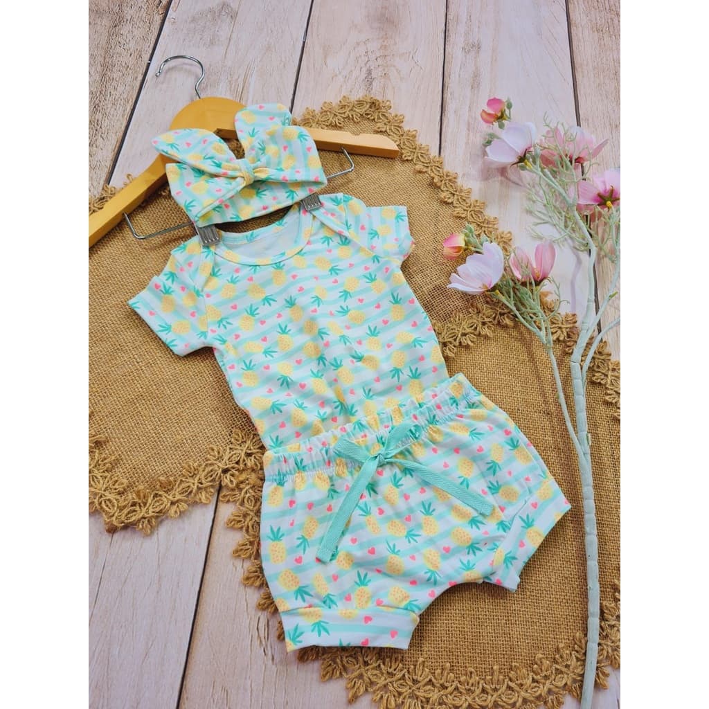 Conjunto Cotton Verão - 3 Peças - Abacaxi