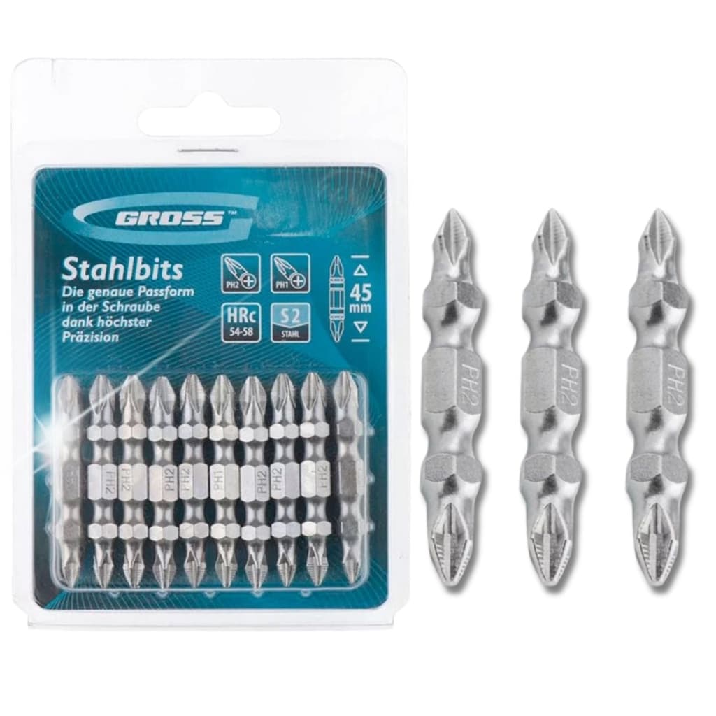 Jogo Bits Para Parafusadeira Magnético Ph2 Duplo Gross 10pcs Aço Ponta Philips Ponteira Com Imã 1/4