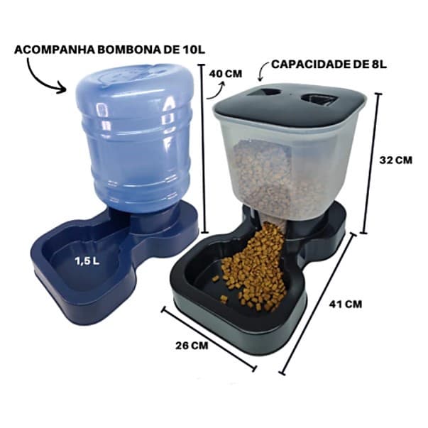 Bebedouro 10 L e Comedouro 8 L porte grande Pet Cães e gatos