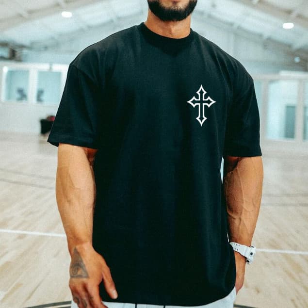 Camiseta OverSized StreetWear Jesus Fé Cruz Camisa Oversize Estilo de Rua Grande Estampada