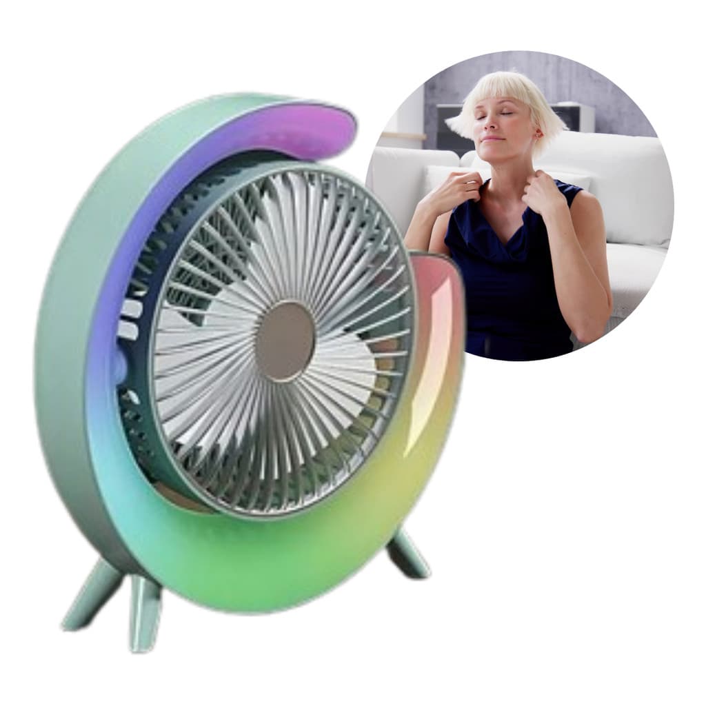 Ventilador De Mesa Portátil Silencioso Com Luminária G Rgb