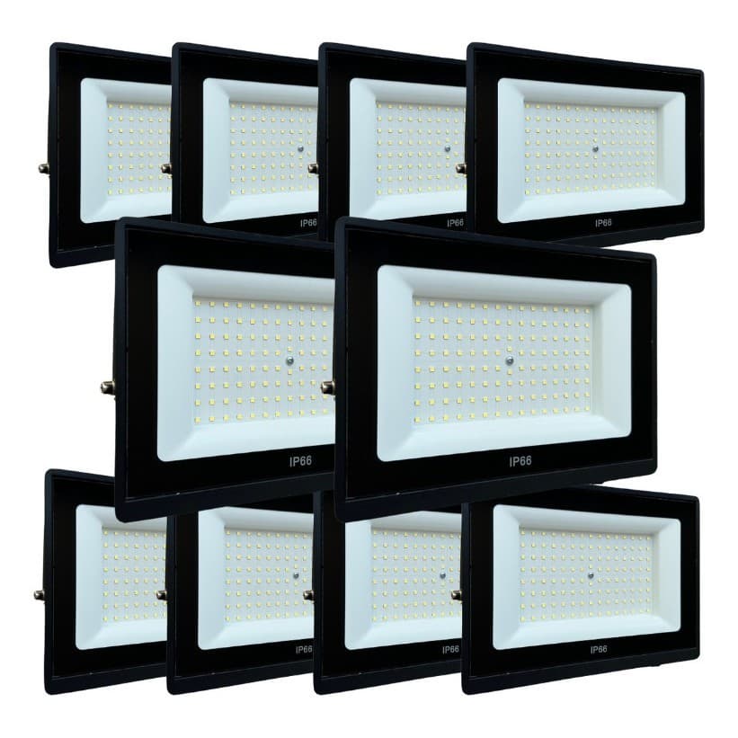 Kit 10 Refletor De Led Holofote 500w Ip66 Luz Fria 110v/220v
