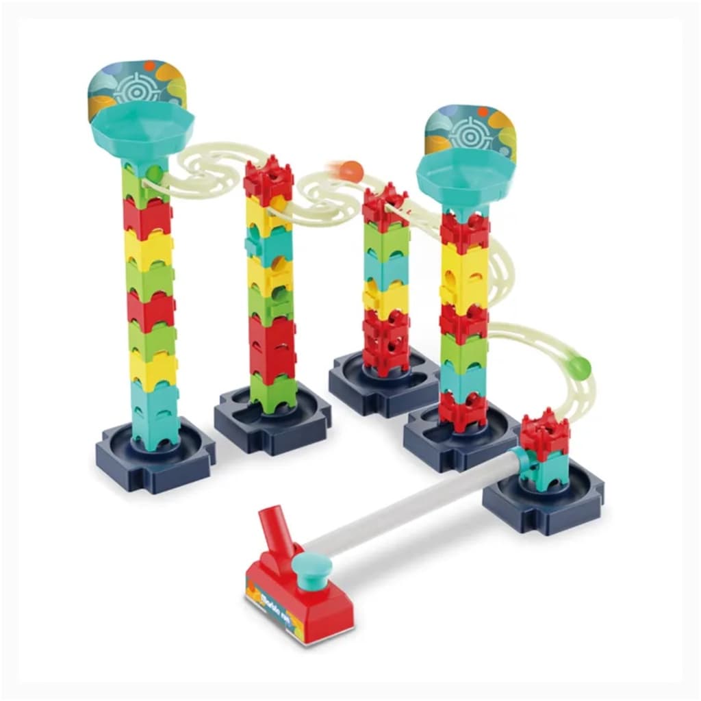 Rola Bola Canhão Pista Circuito de Montar Marble Run Desafio em Dobro STEAM