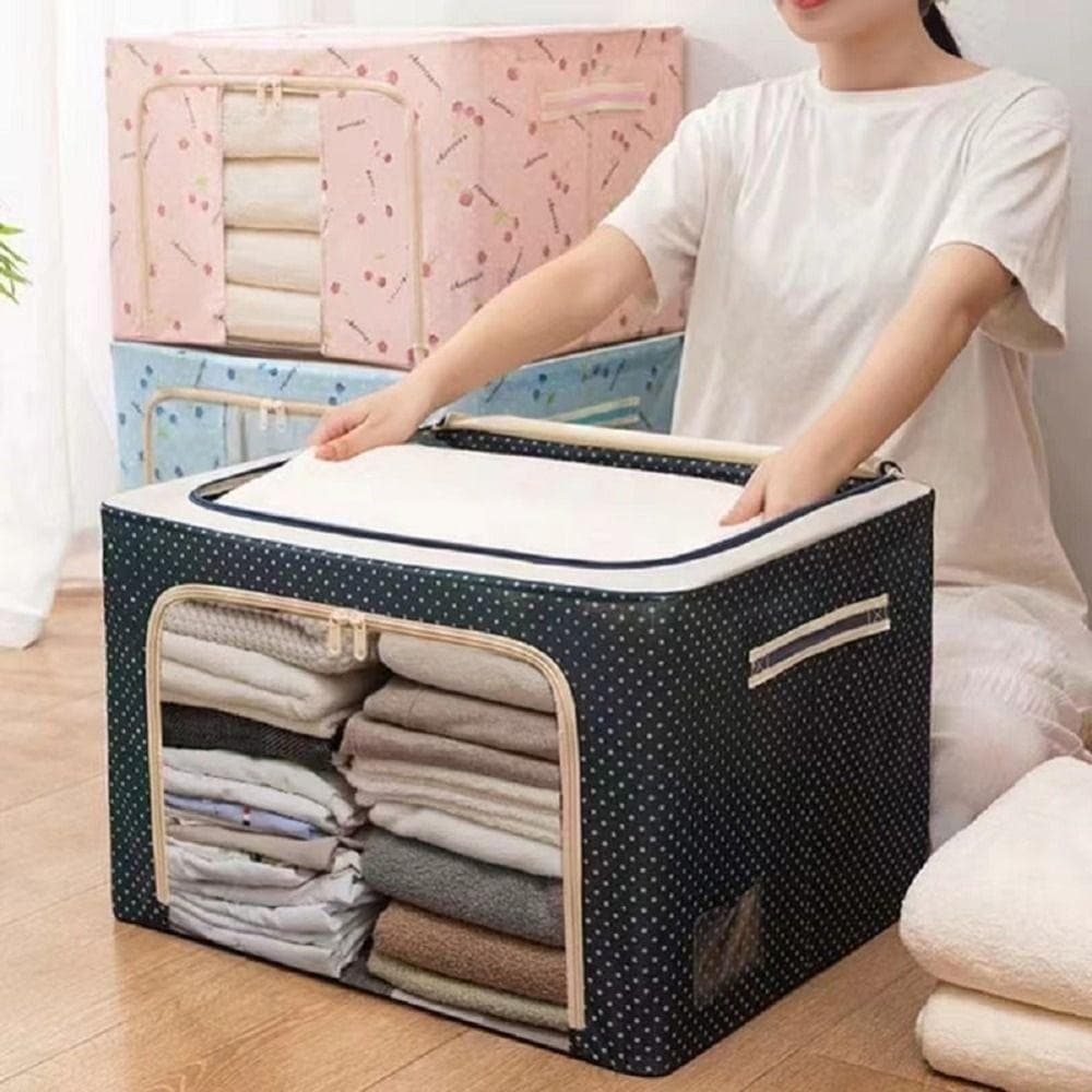 Organizador Multiuso Caixa Organizadora De Guarda Roupa Flexivel Com Ziper 50x40x30cm Grande