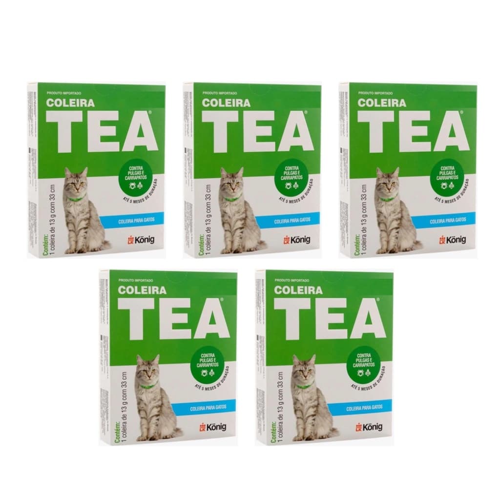 05 Coleiras Antipulgas E Carrapatos Tea 327 Gatos 13g 33cm
