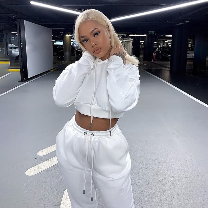 Moda Inverno Roupas Para Mulheres Casual Sports Sweatpants Set 2 peças