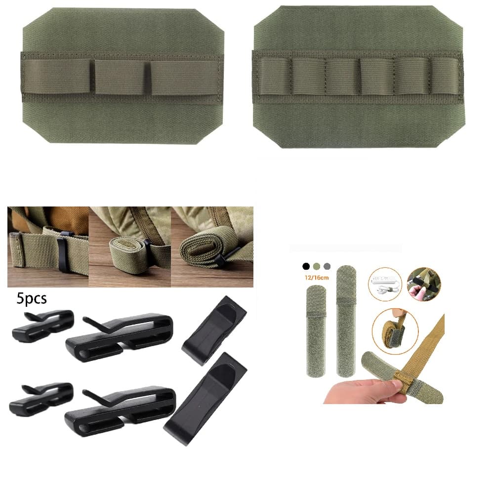 Painel Elástico Multiuso Molle De Laço De Gancho E Organizador Inserir Mosquetão Acessório Para Mochila Esportiva Exterior Acessórios EDC