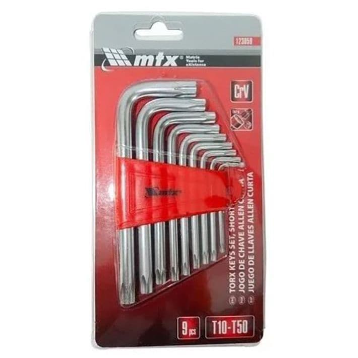 Jogo chaves hexagonais torx Curta T10 T50 9 pçs 123059 MTX