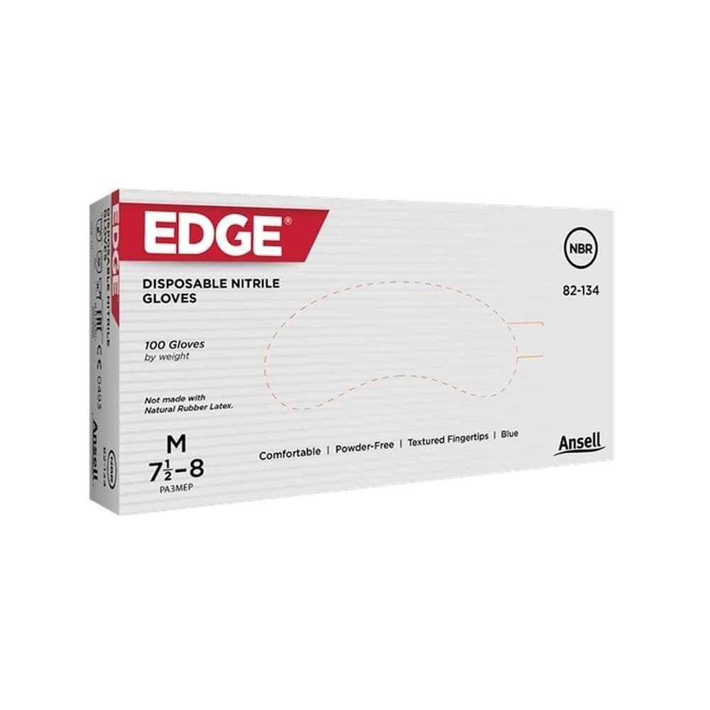 Luva de Nitrílico Descartável Ansell Edge 82-134 - Caixa 100 Unidades - Tamanho M/G - Sem Pó