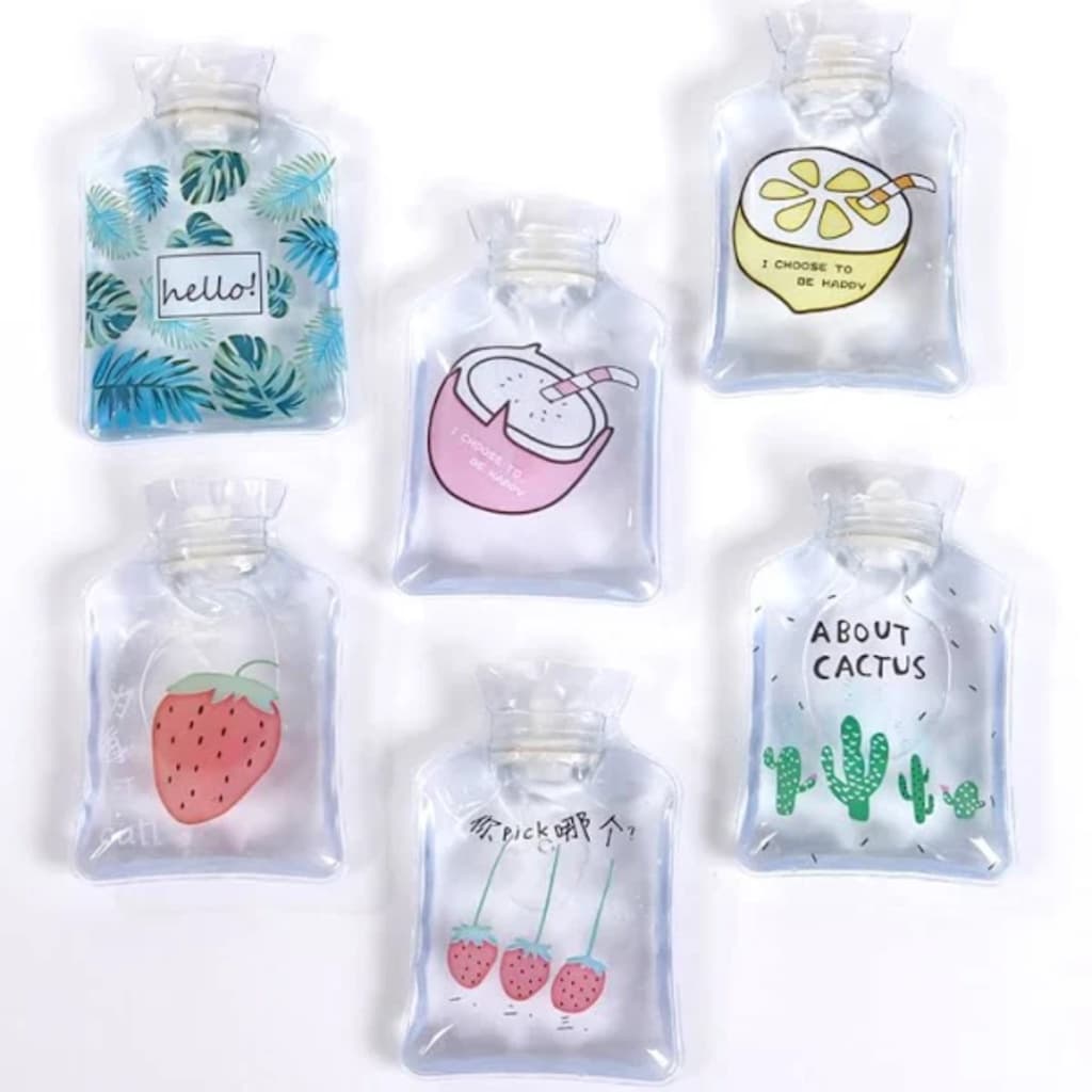 Mini Bolsa de Água Quente Grossa Portátil em PVC 240ml Estampas Fofas