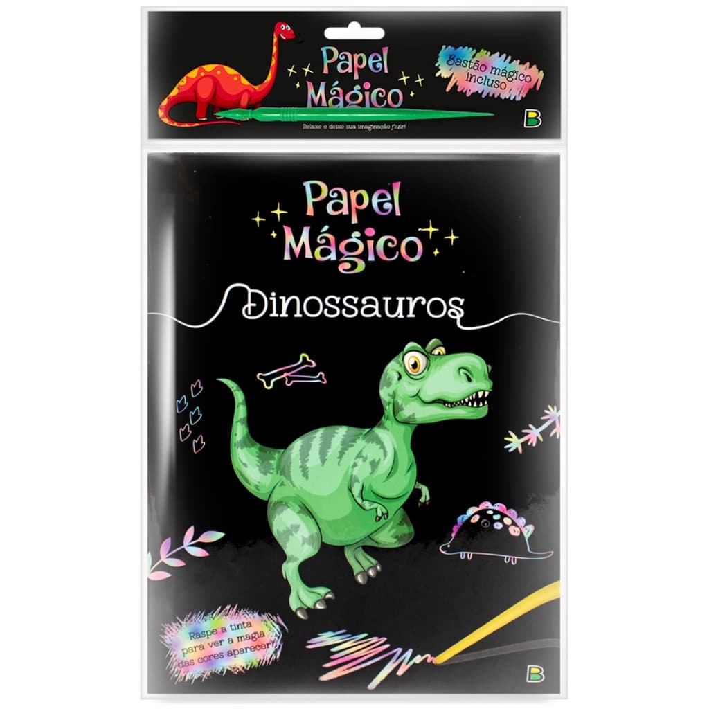 Livro Papel Magico Dinossauros Raspadinha Riscar E Revelar Arco Iris Colorir Infantil