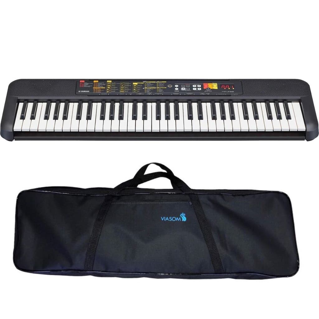 Kit Teclado Musical Arranjador Yamaha PSR-F52 + Bag Viasom C5S C/ Alça + Fonte Bivolt
