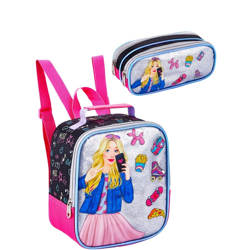 Kit Escolar Menina Boneca Lancheira Térmica + Estojo PT