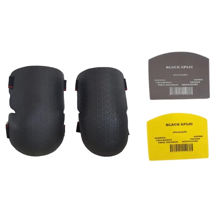 KIT JOELHEIRA DE PROTECAO MULTIUSO PRETA RESISTENTE CONSTRUÇÃO CIVIL + 2 APLICADORES