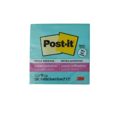 Bloco adesivo 3M post-it 76X76mm azul aqua 90 folhas
